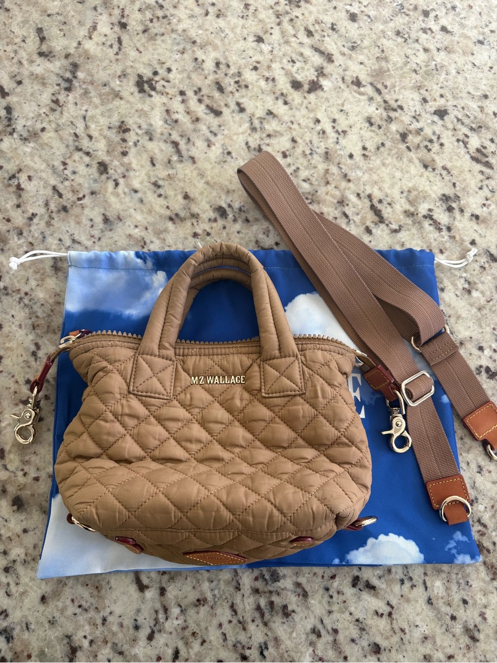 MZ Wallace Micro Sutton Quilted Crossbody Bag Caramel - Picture 8 of 16
